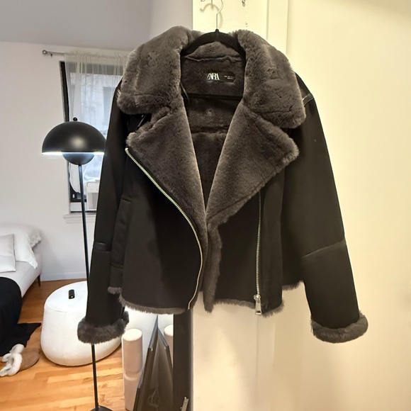 ZARA Double-Faced Faux Suede Moto Biker Jacket – Black | Size L - Picture 1 of 4